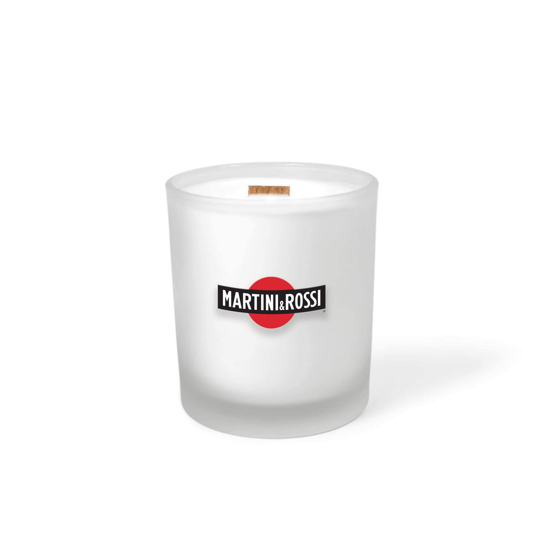 Satin frosted 14 oz luxury candle with a printed brand logo, shown on its own.