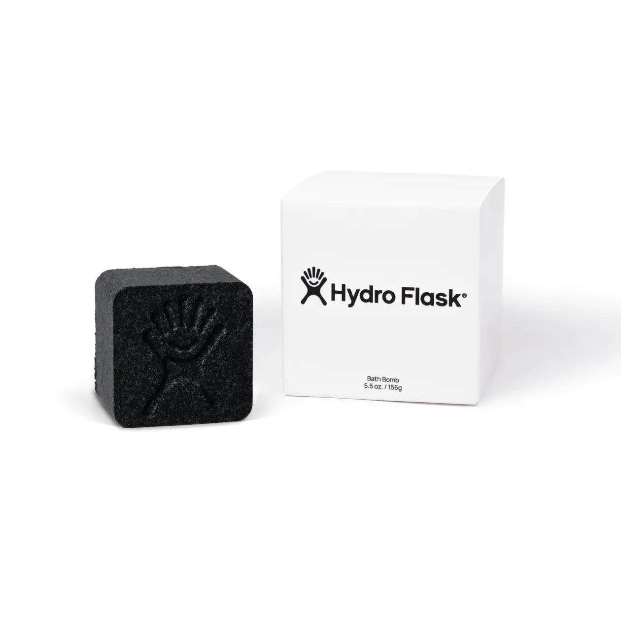 Black custom bath bomb with debossed brand logo and white box – 5 oz | Custom Candles LA
