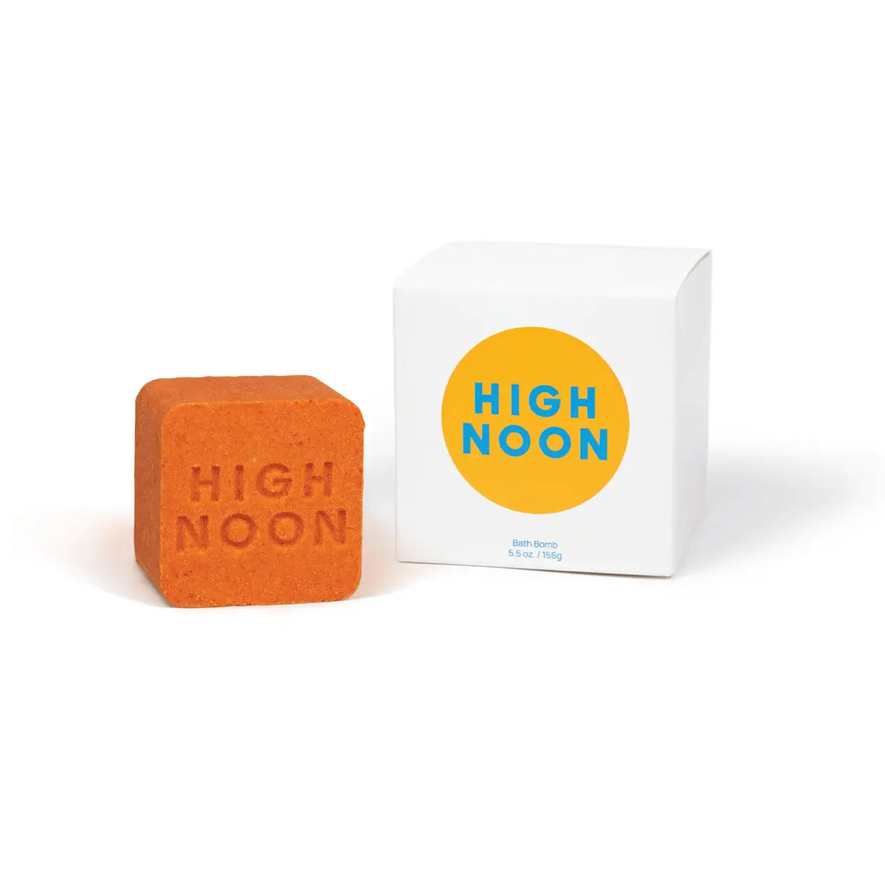 Orange custom bath bomb with debossed brand logo and white box – 5 oz | Custom Candles LA