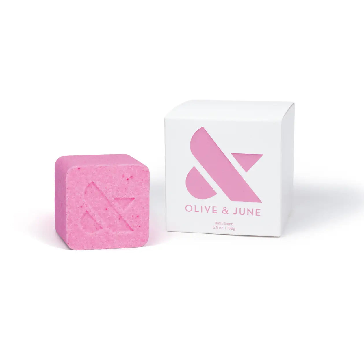 Pink custom bath bomb with debossed brand logo and white box – 5 oz | Custom Candles LA