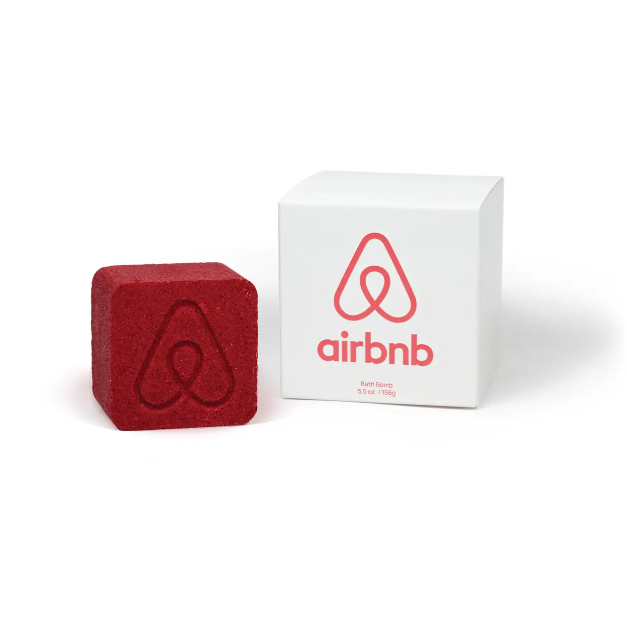 Red custom bath bomb with debossed brand logo and white box – 5 oz | Custom Candles LA