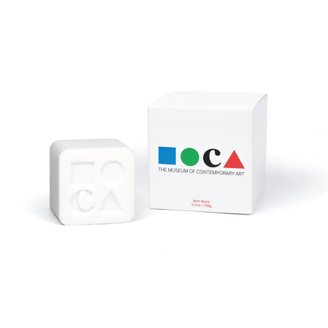 White custom bath bomb with debossed brand logo and white box – 5 oz | Custom Candles LA