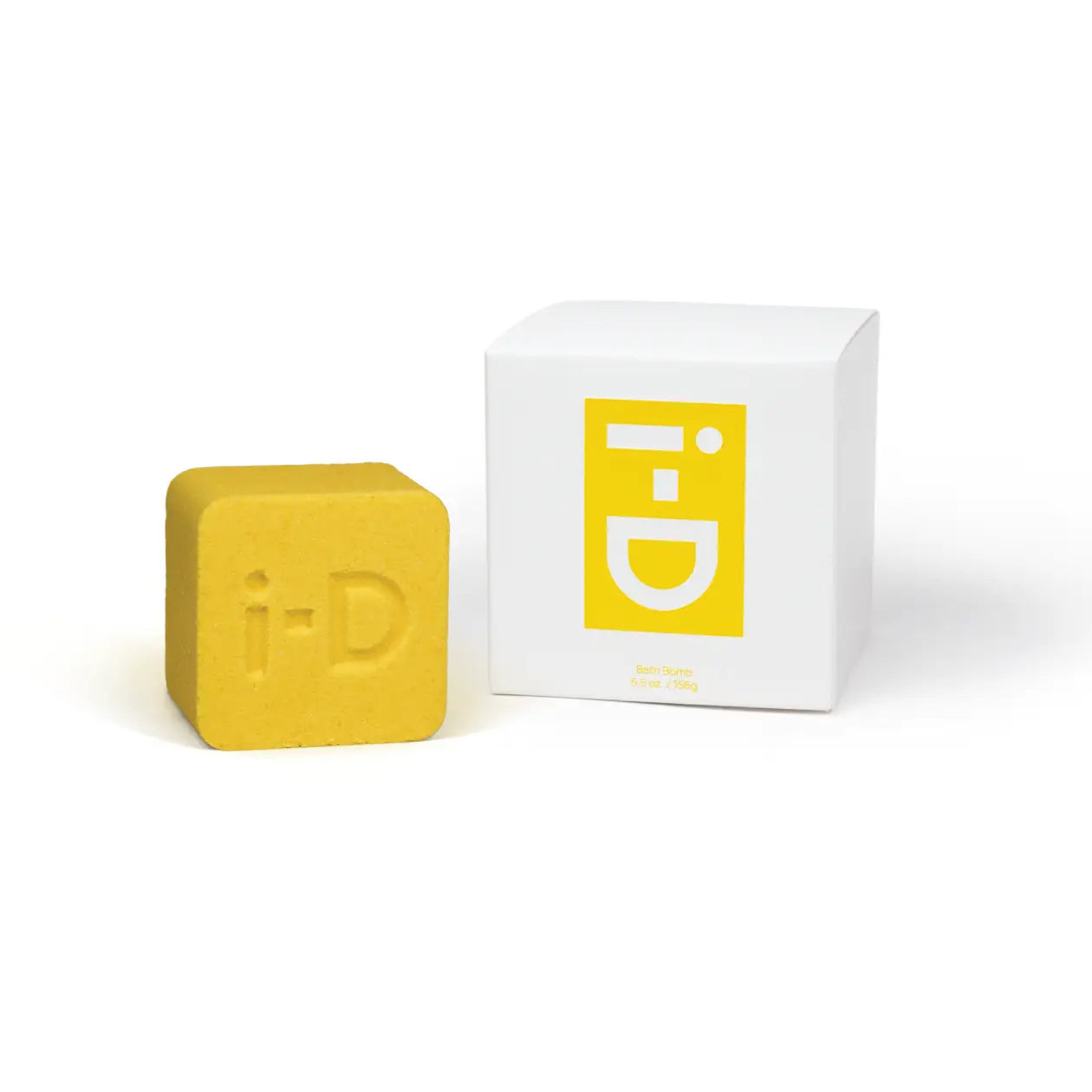 Yellow custom bath bomb with debossed brand logo and white box – 5 oz | Custom Candles LA