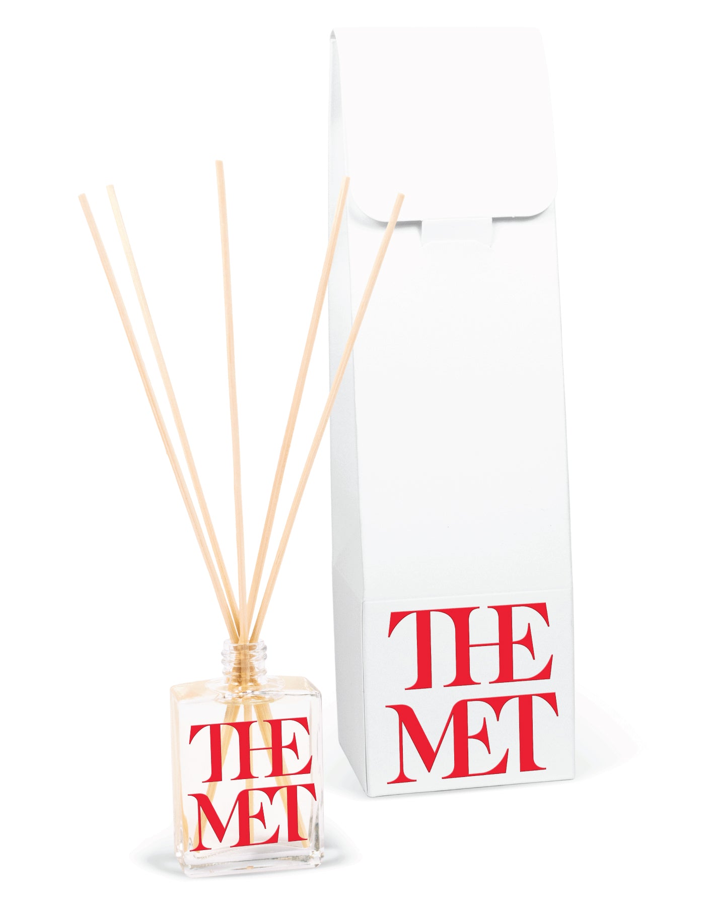 2 oz mini reed diffuser in clear glass bottle with white gift box packaging