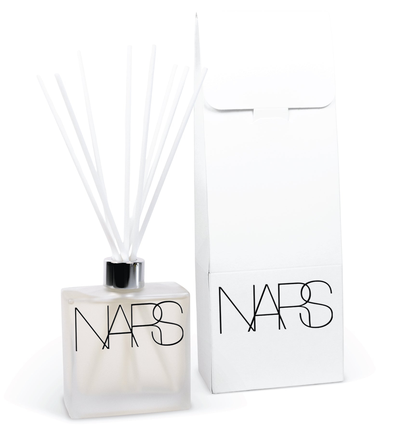8 oz frosted reed diffuser with white gift box showing branding customization options