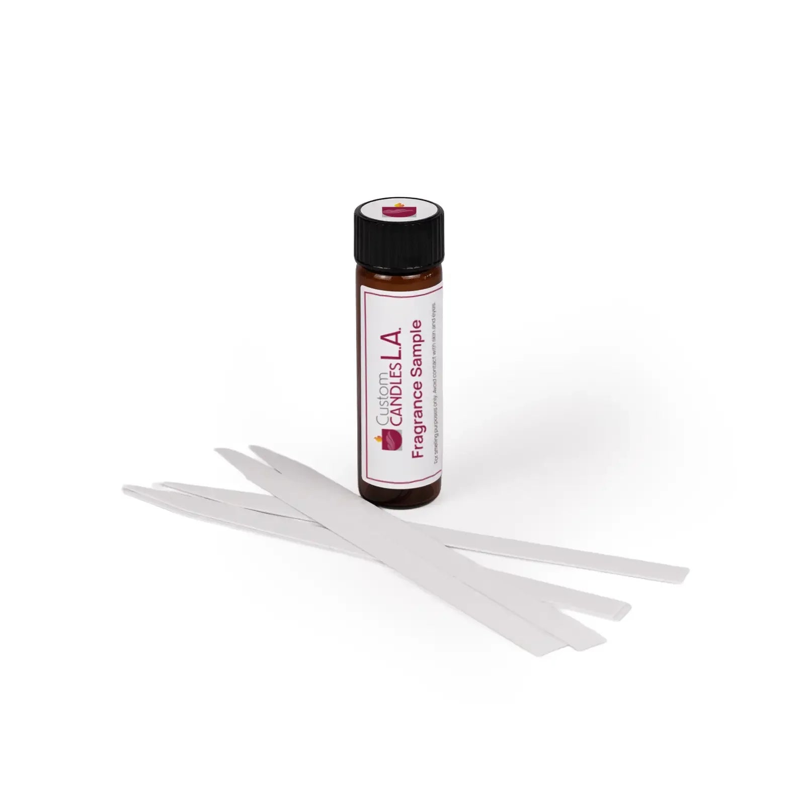 Fragrance sample set from Custom Candles LA, used to choose a scent before a bulk order