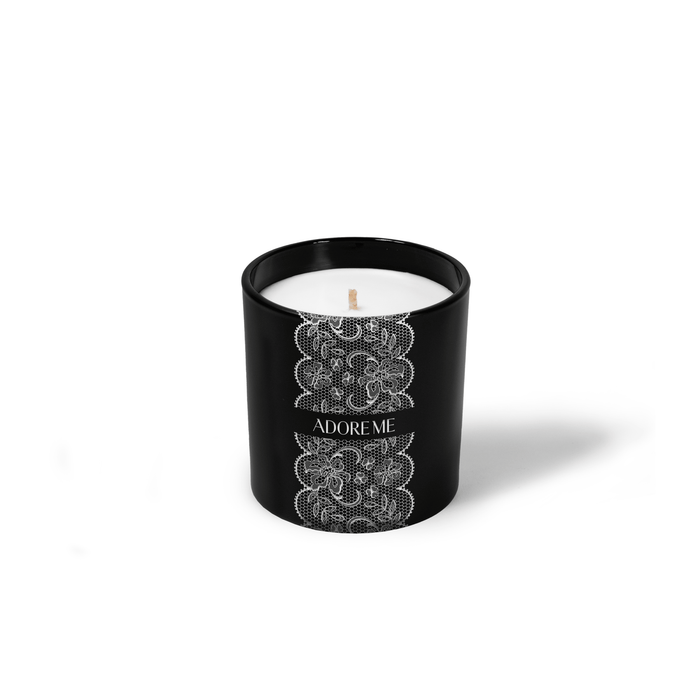 Matte black 9 oz. classic candle with a laser-engraved custom logo, shown on its own.