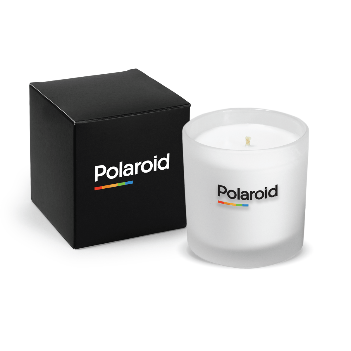 Satin frosted 9 oz. printed candle with a matte black gift box, second brand example.