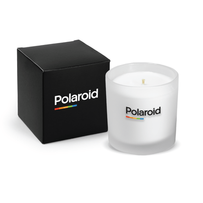 Satin frosted 9 oz. printed candle with a matte black gift box, second brand example.
