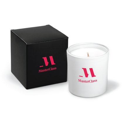 9 oz. White Candle with Gift Box - Engraved Sample