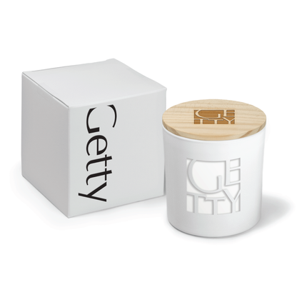 9 oz. White Candle with Gift Box - Engraved Sample
