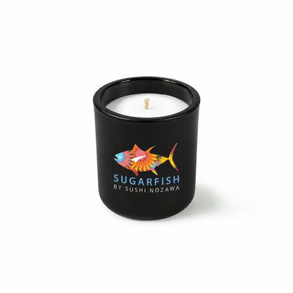 Jet black 3 oz Mini Signature candle with a custom printed logo, shown on its own.