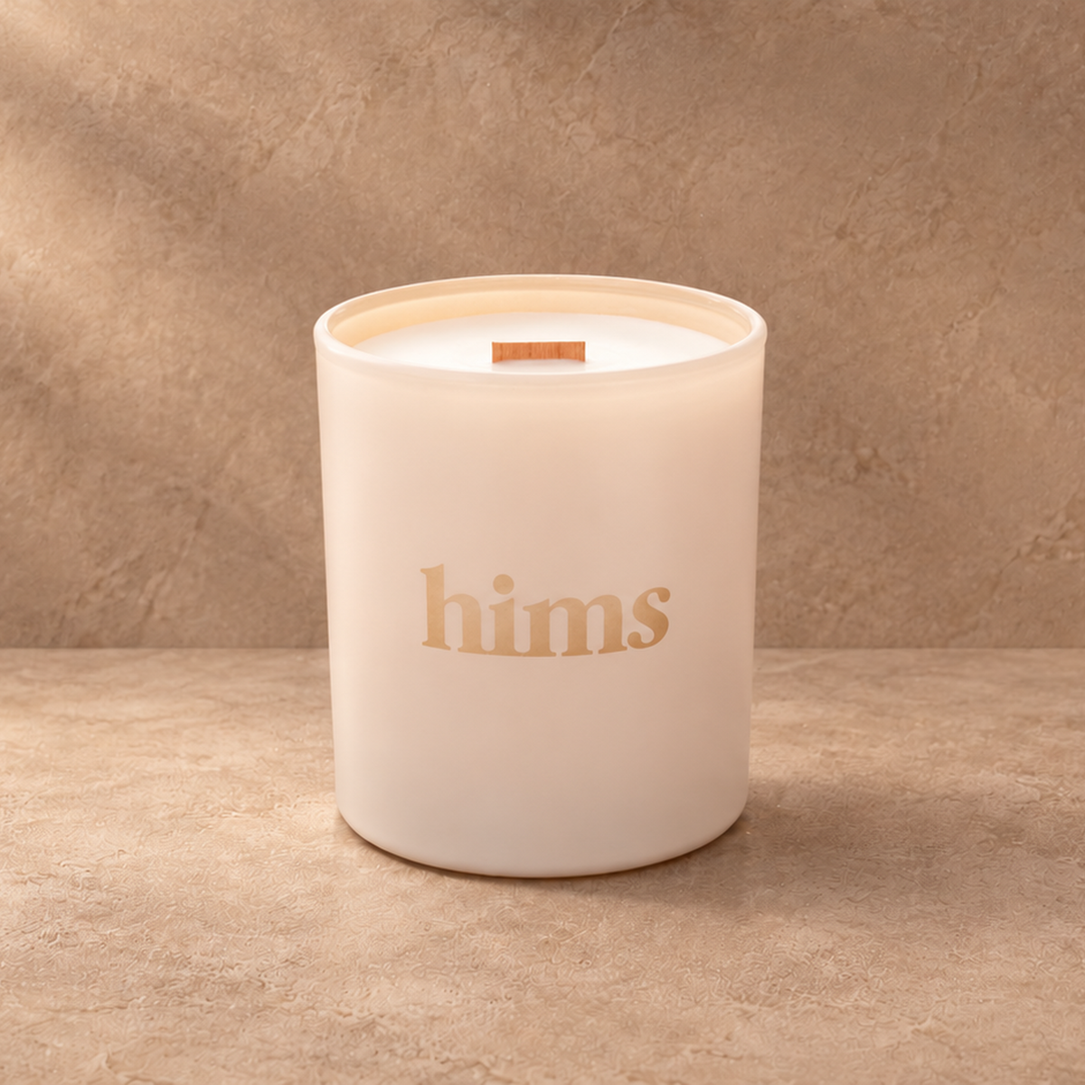 Nude 14 oz. Luxury Engraved Candle with a custom engraved logo, unlit.