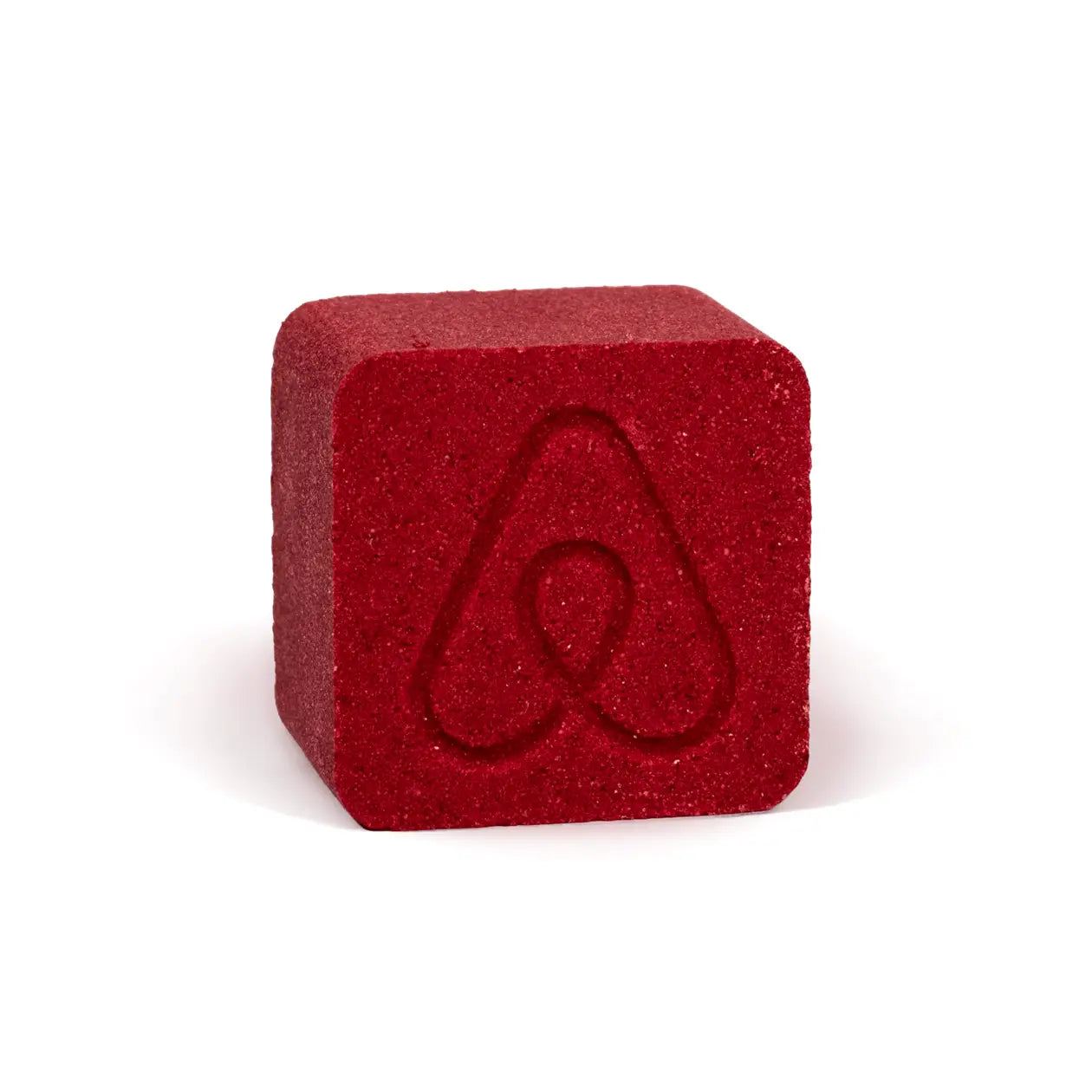Red custom bath bomb with debossed brand logo – 5 oz | Custom Candles LA
