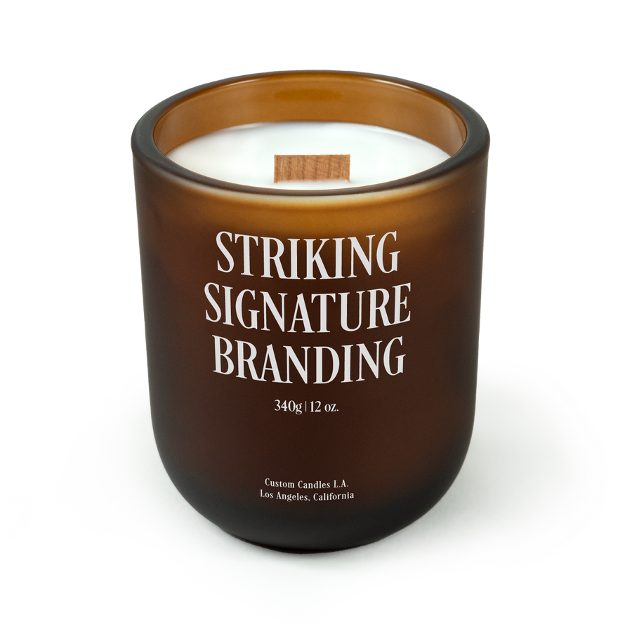 Sample: Custom Branded Candle – 12 oz Signature – Espresso (Amber Frosted)