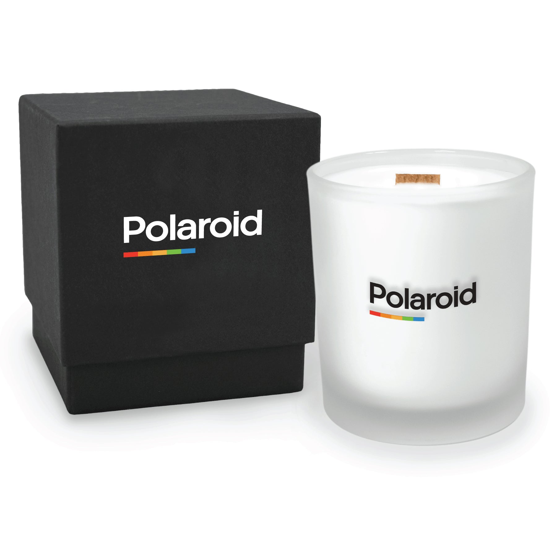14 oz frosted glass luxury candle with elegant gift box and custom colorful logo printed on each