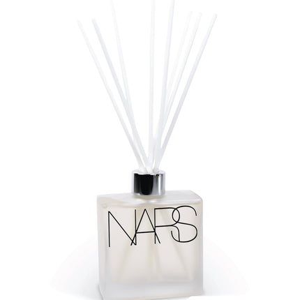 8 oz frosted glass reed diffuser displaying white reeds and custom imprint