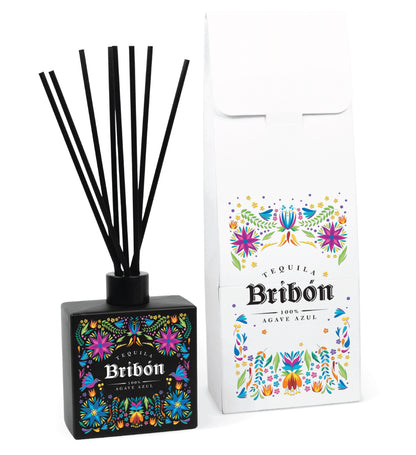8 oz black reed diffuser with custom full color branding and white gift box