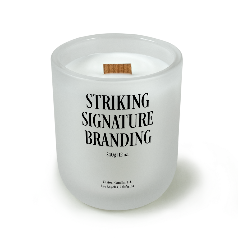 Sample: Custom Branded Candle – 12 oz Signature – Morning Fog (Frosted)