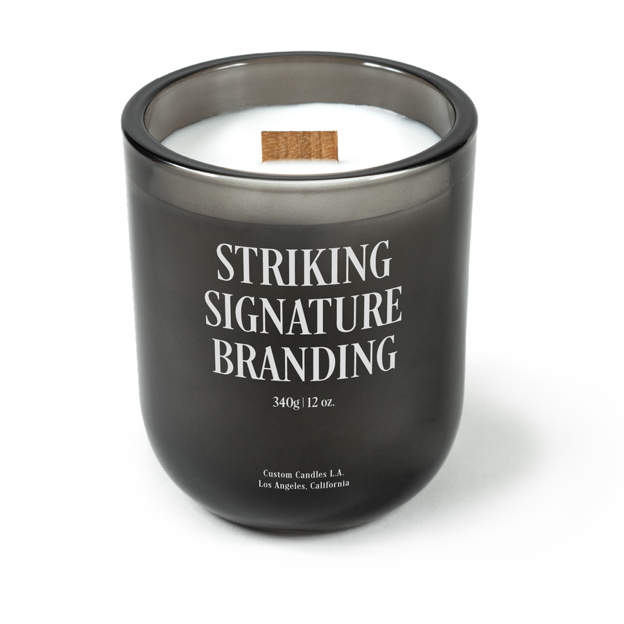 Sample: Custom Branded Candle – 12 oz Signature – Smoked (Charcoal Gray)
