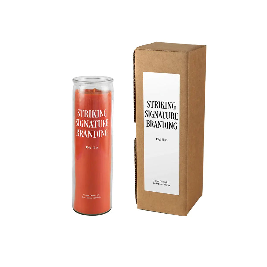 Sample: 16 oz Custom Prayer Candle – Orange