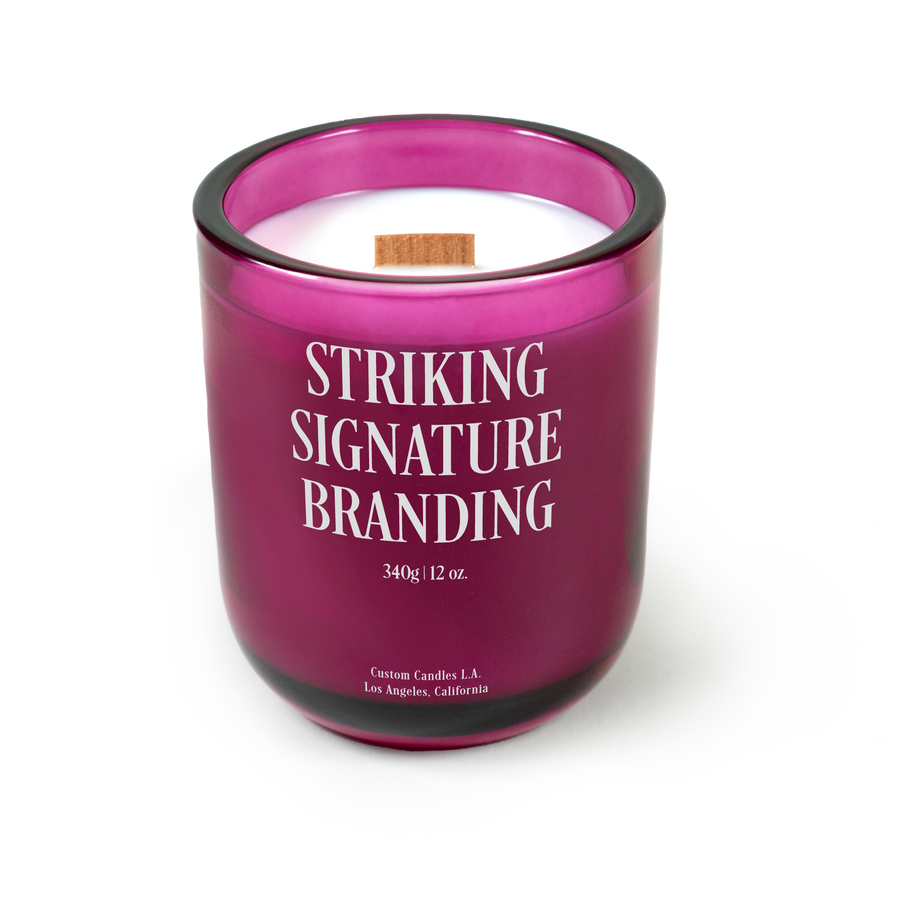 Sample: Custom Branded Candle – 12 oz Signature – Vivid Rouge (Magenta)