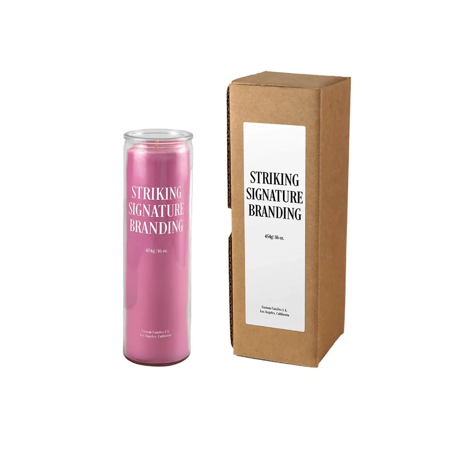 Sample: 16 oz Custom Prayer Candle – Pink
