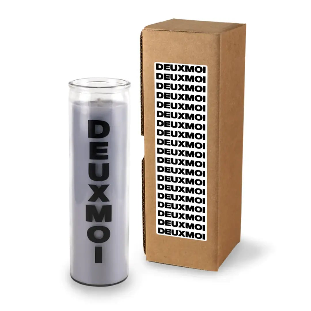 Gray Custom Prayer Candle with optional labeled packaging - color-gray box-labeled