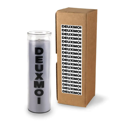 Gray Custom Prayer Candle with optional labeled packaging - color-gray box-labeled