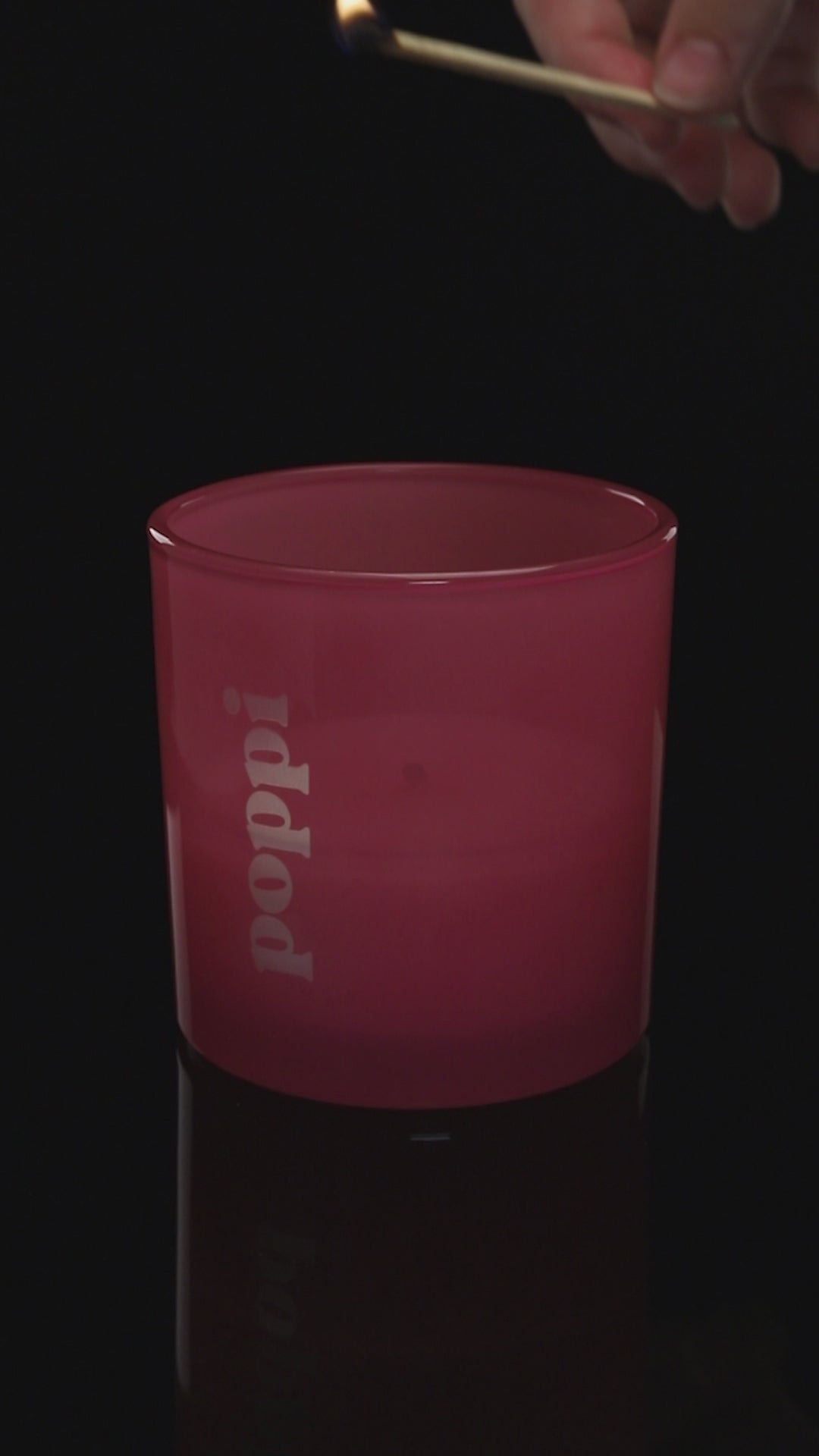 Pink 9 oz. Classic Engraved Candle burning.