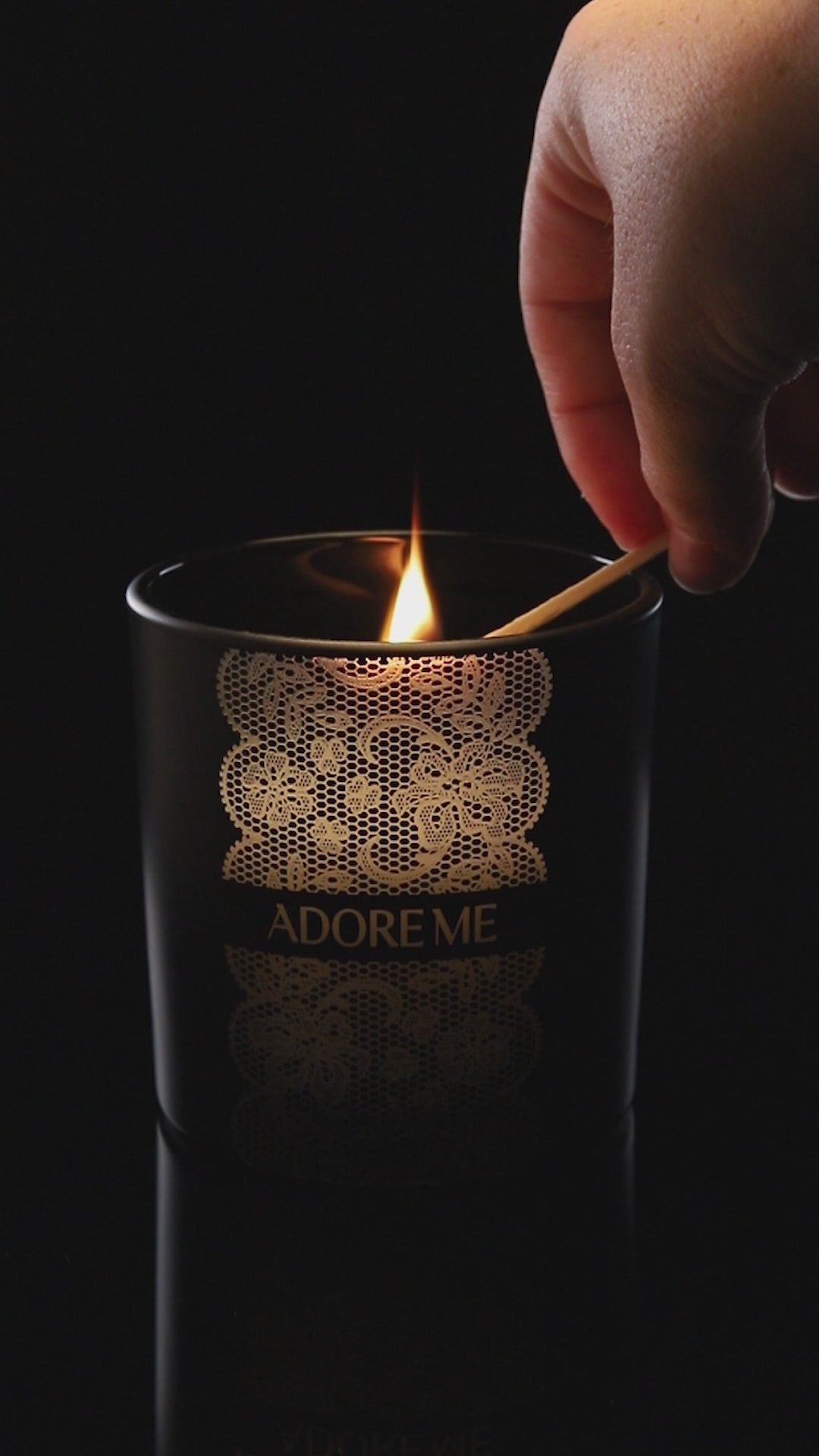Matte Black 9 oz. Classic Engraved Candle burning.