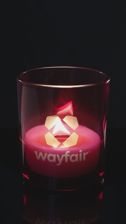 Purple 14 oz. Luxury Engraved Candle burning.