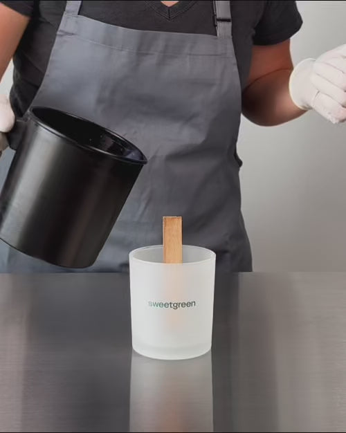 Load video: example video of wax pouring into a printed frosted glass candle