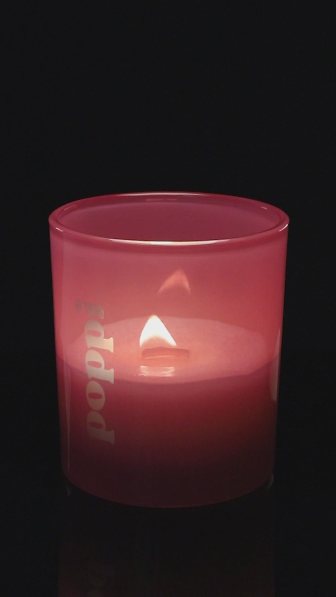 Pink 14 oz. Luxury Engraved Candle burning.