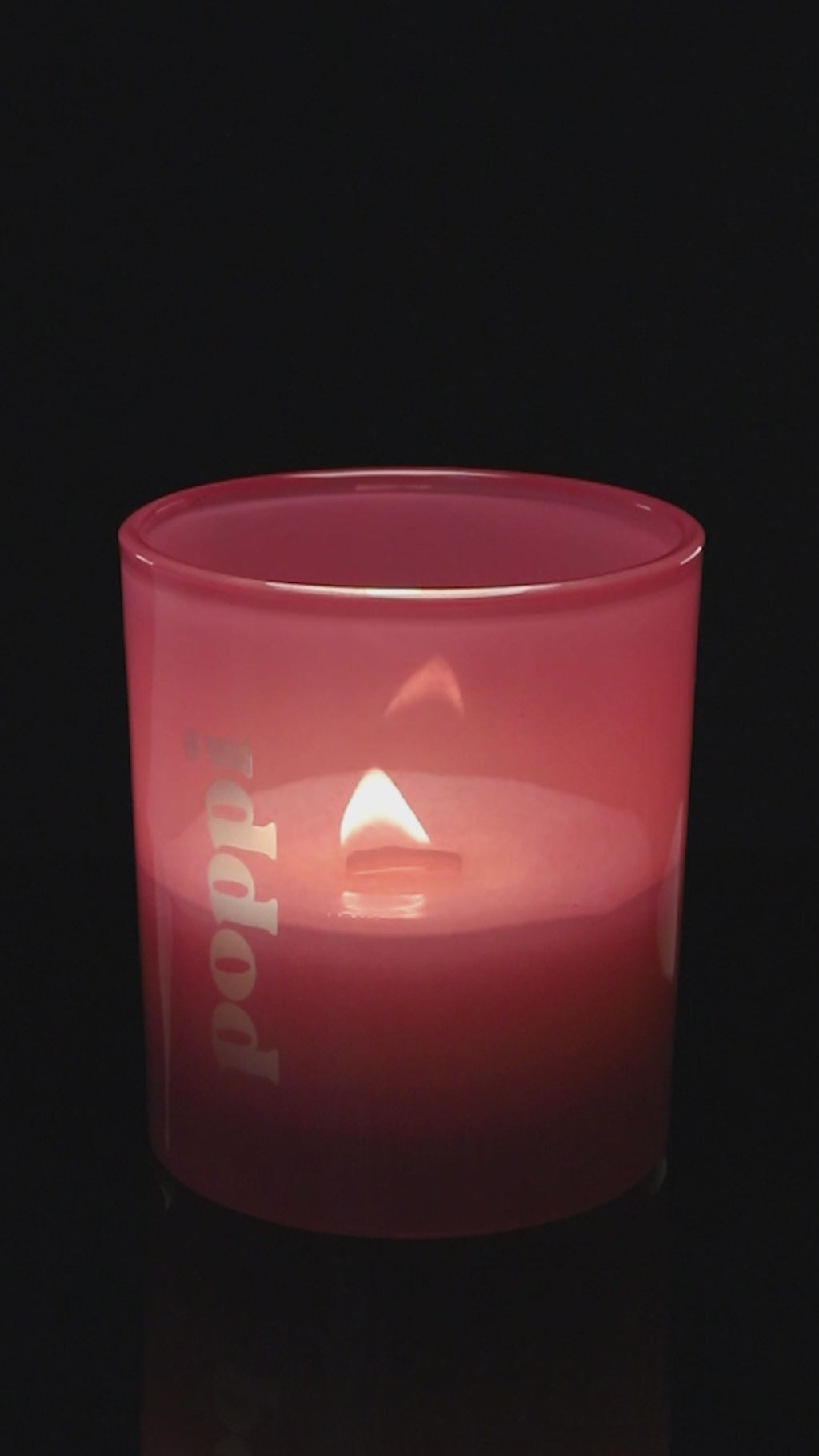 Pink 14 oz. Luxury Engraved Candle burning.