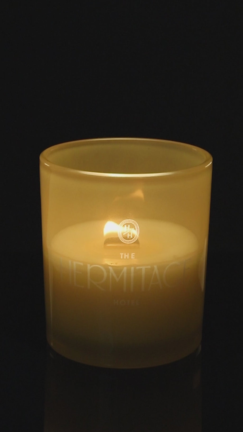 Yellow 14 oz. Luxury Engraved Candle burning.