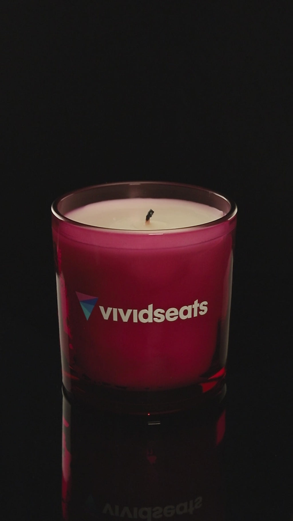 Purple 9 oz. Classic Printed Candle burning.