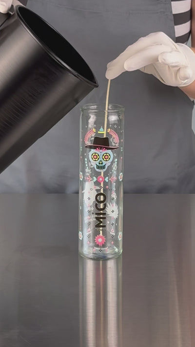 yellow prater candle pouring