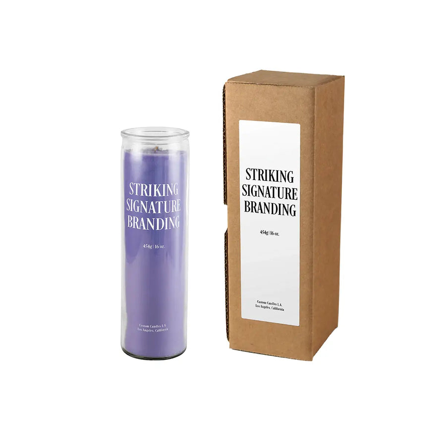Sample: 16 oz Custom Prayer Candle – Purple