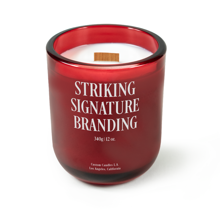 Sample: Custom Branded Candle – 12 oz Signature – Classic Scarlet (True Red)